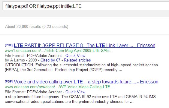 filetype search result