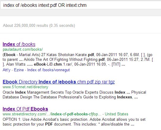 Index of search result